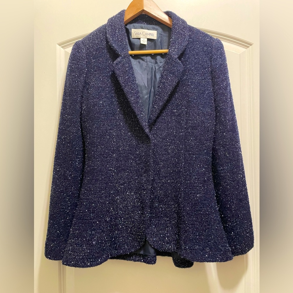 Sara Campbell | Metallic Tweed Blazer| Holiday blazer